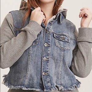 Distressed Denim Fleece Knit jacket